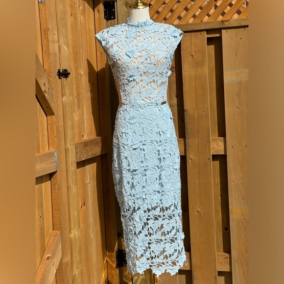 🆕 BRONX & BANCO 🧿 NWOT Lidia Lace Midi Dress - Pastel Blue - Size UK 10 / US 6 - Picture 11 of 16